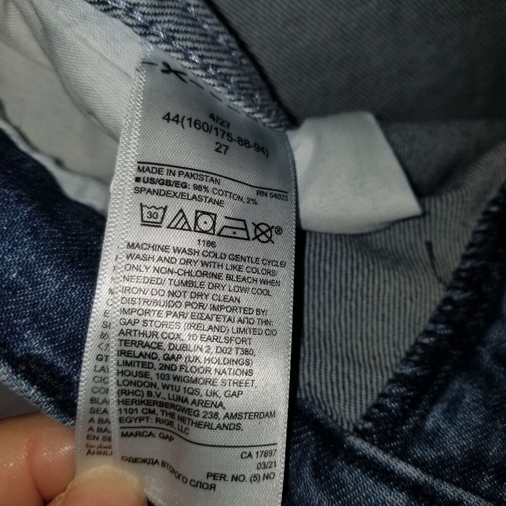 GAP High Rise Vintage Slim Jeans Size 4R 27 Dark Villa Wash Blue Stretch Denim - Picture 8 of 11